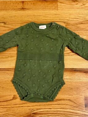 Cat & Jack Olive Knit Baby Bodysuit with Bobble Detail